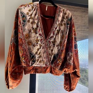 Free People Burnt Velvet Blouse